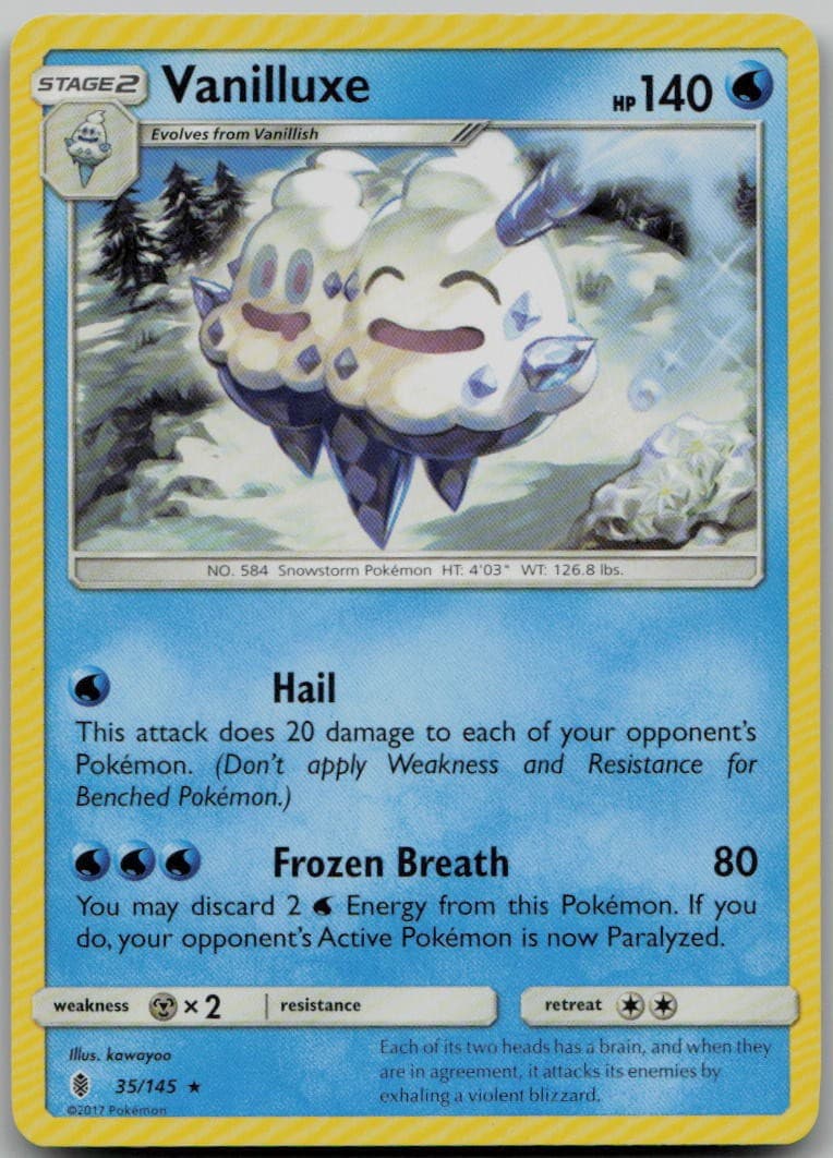 Vanilluxe 35/145 Rare SM - Guardians Rising LP Pokemon