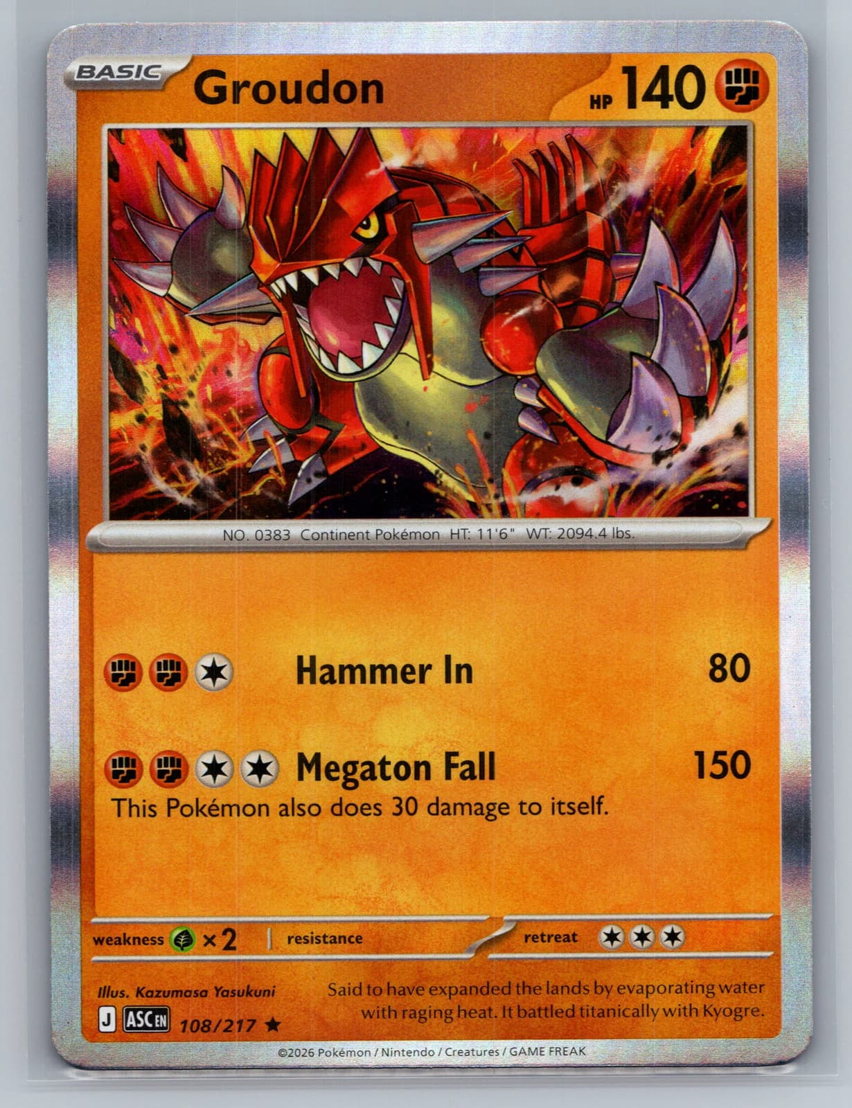 Groudon 108/217 Ascended Heroes Reverse Holo Pokemon TCG NM