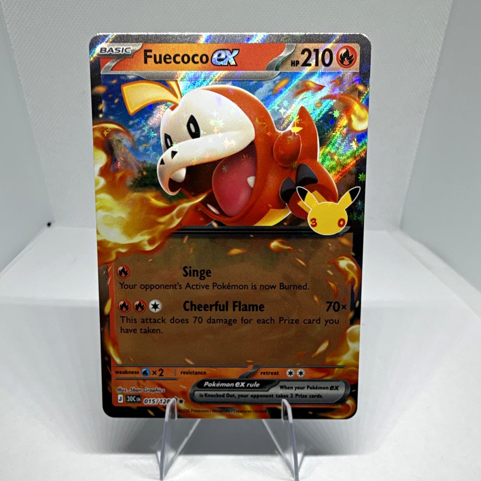 Pokemon Fuecoco EX 015/128 30th Celebration Double Rare