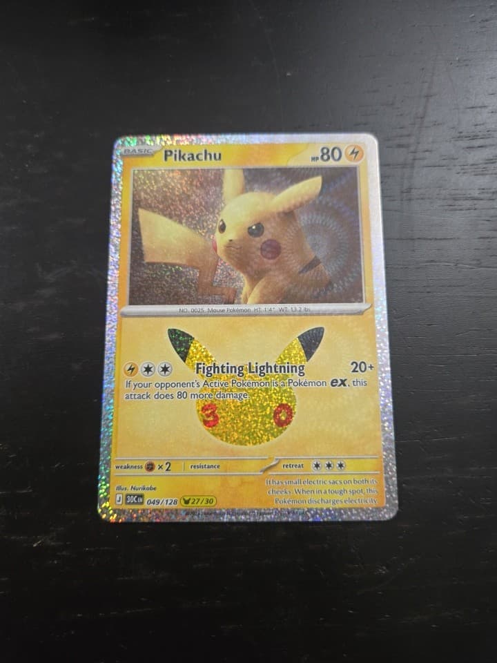 Pokemon 30th Anniversary Pikachu 49/128 Pikachu Number 27/30