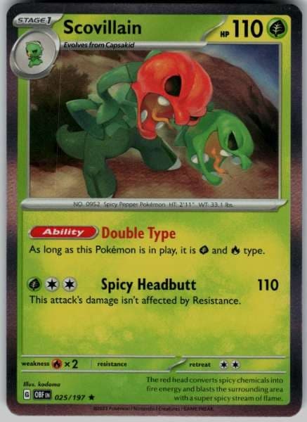 Scovillain Holo 025/197 Obsidian Flames Holo NM Pokemon TCG