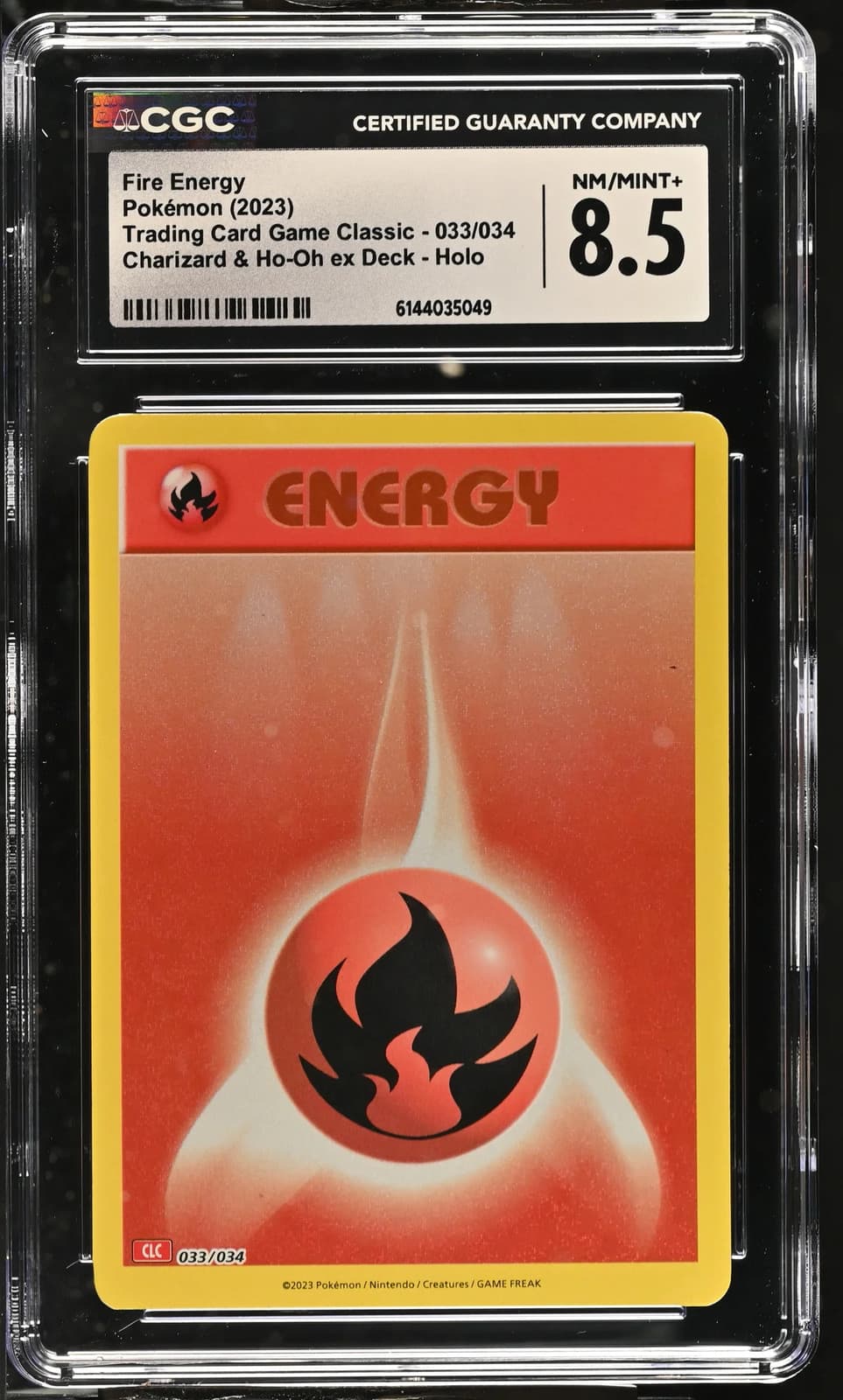 Fire Energy 033/034 Pokemon TCG Classic Holo CGC 8.5 Graded Energy Card 2023
