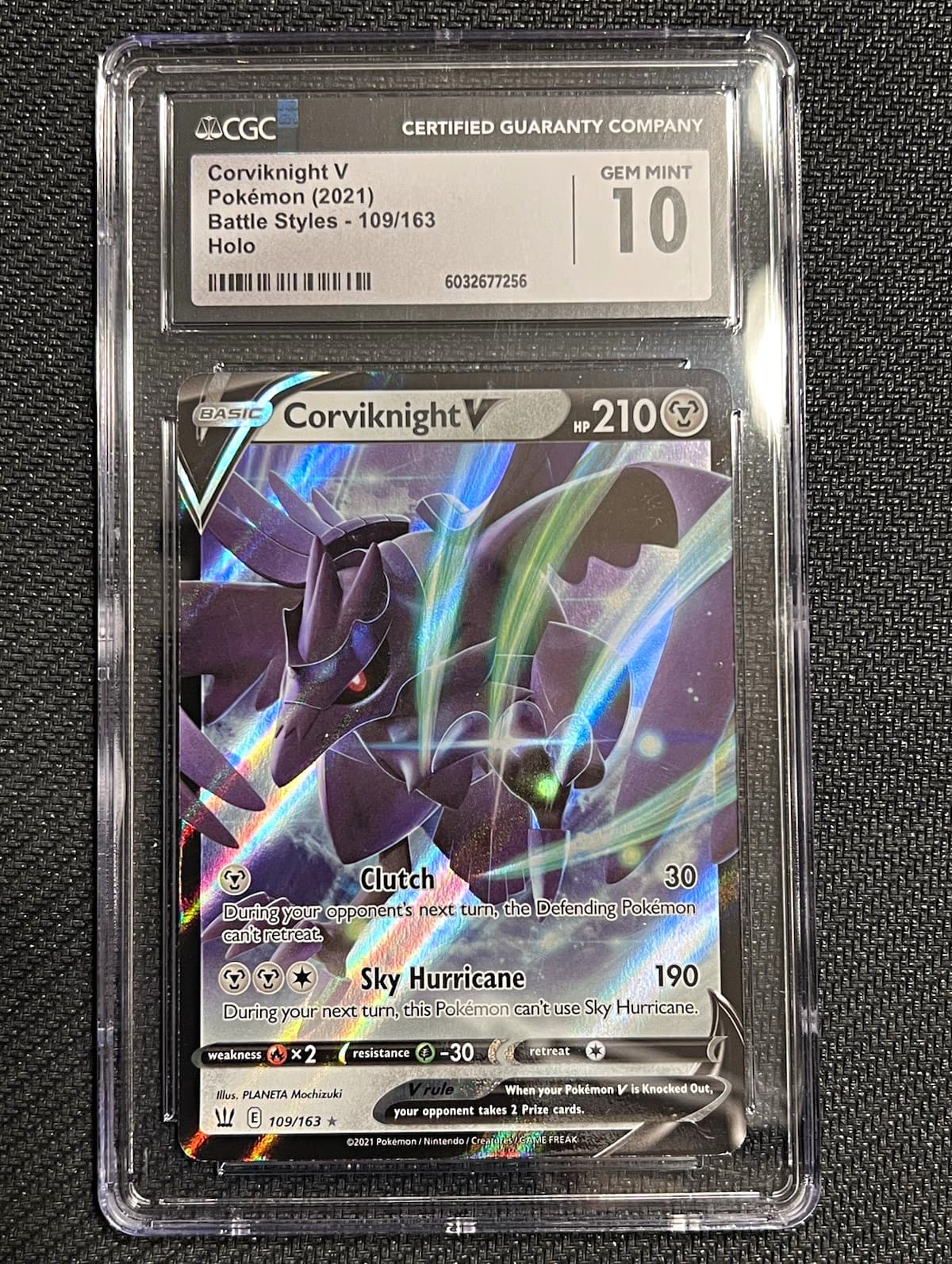 CGC GEM MINT 10 Corviknight V 109/163 Swsh05: Battle Styles Holo