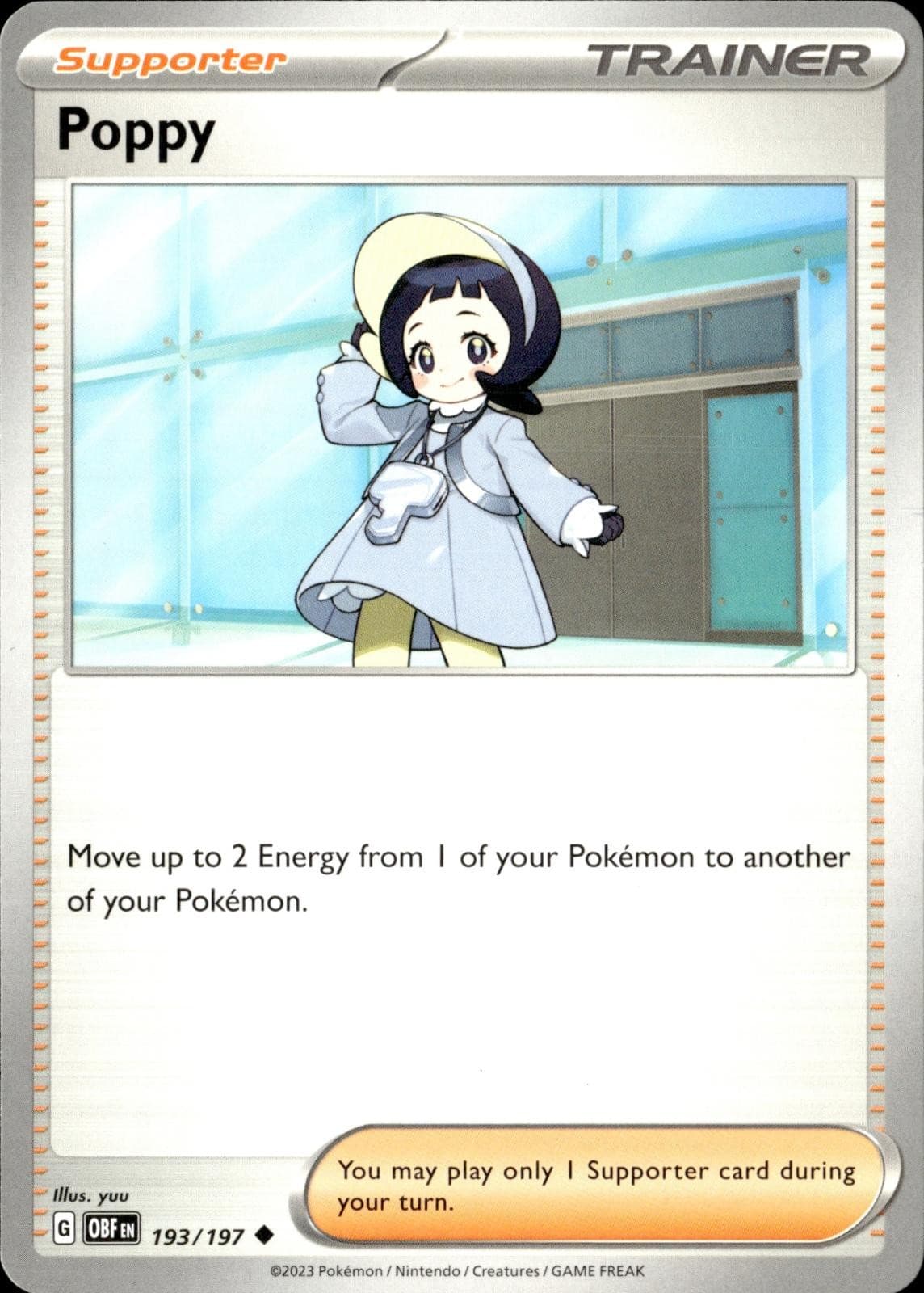 Poppy 193/197 Uncommon Obsidian Flames Pokemon Near Mint
