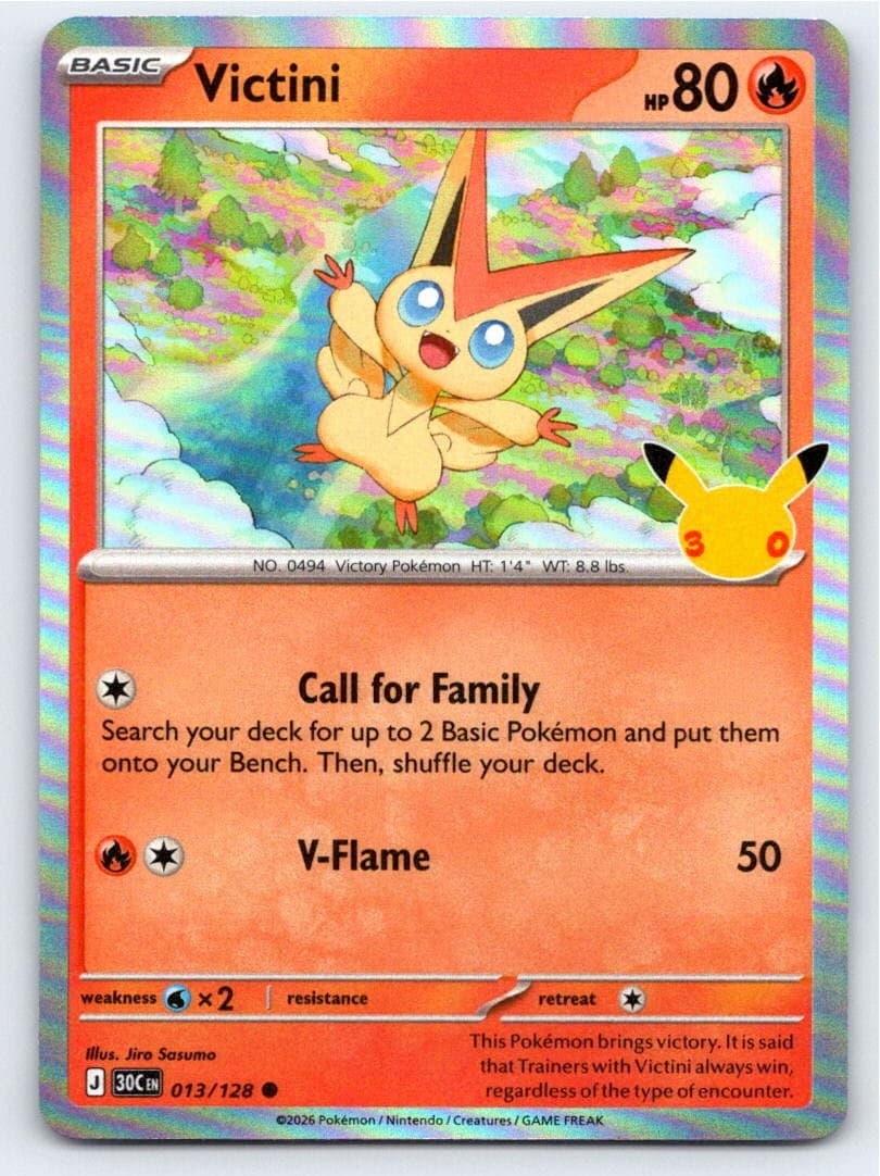 2026 POKEMON ME: 30TH CELEBRATION VICTINI 013/128 HOLO C NM A102107 FREE S&H