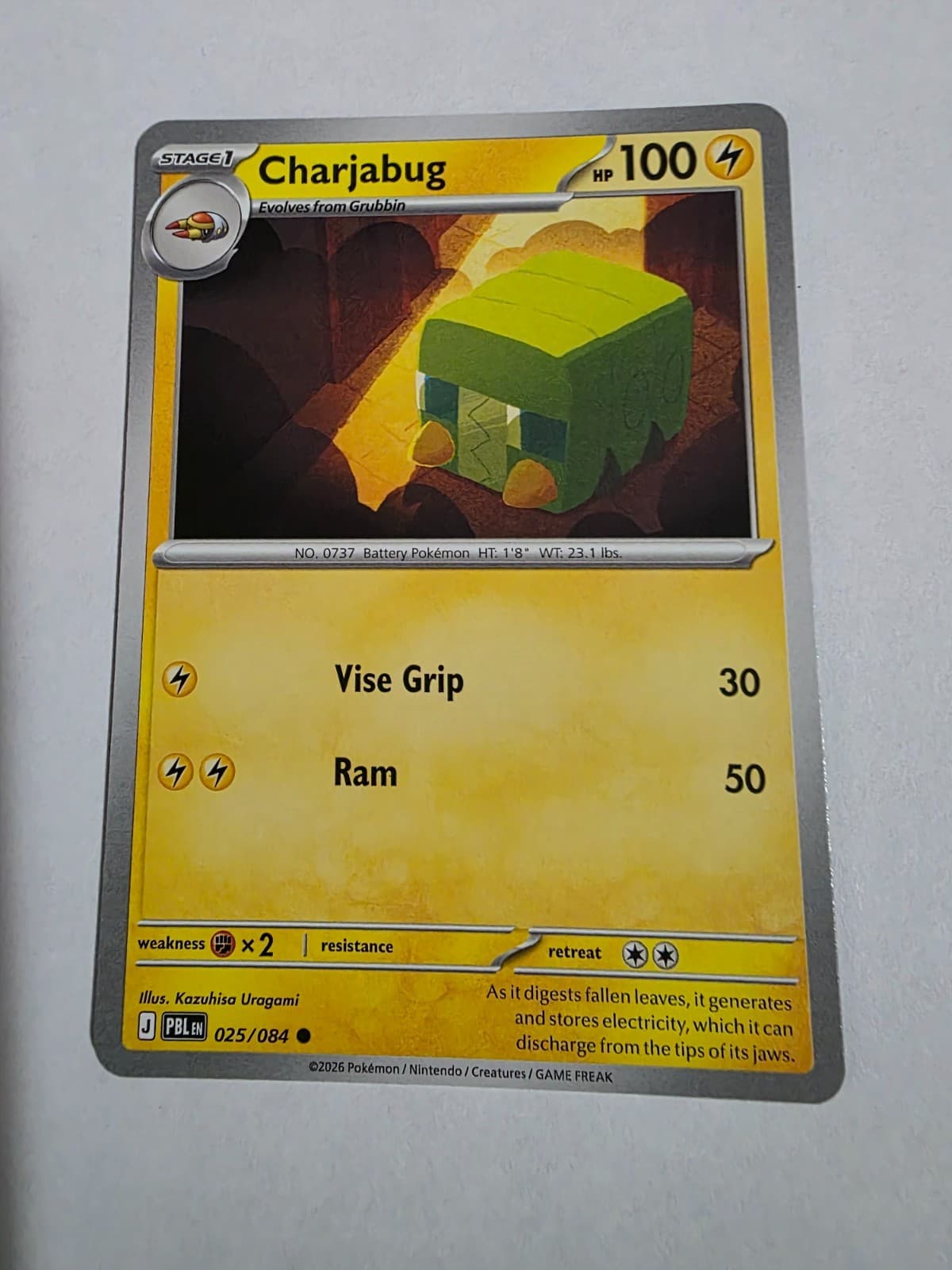 Pokemon Pitch Black Charjabug 25/84 common NM