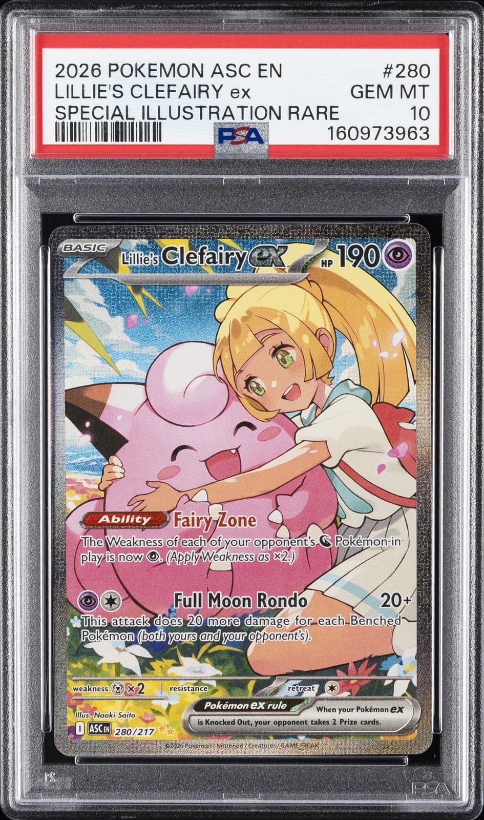 2026 POKEMON ASC EN-ASCENDED HEROES #280 LILLIE'S CLEFAIRY EX PSA 10