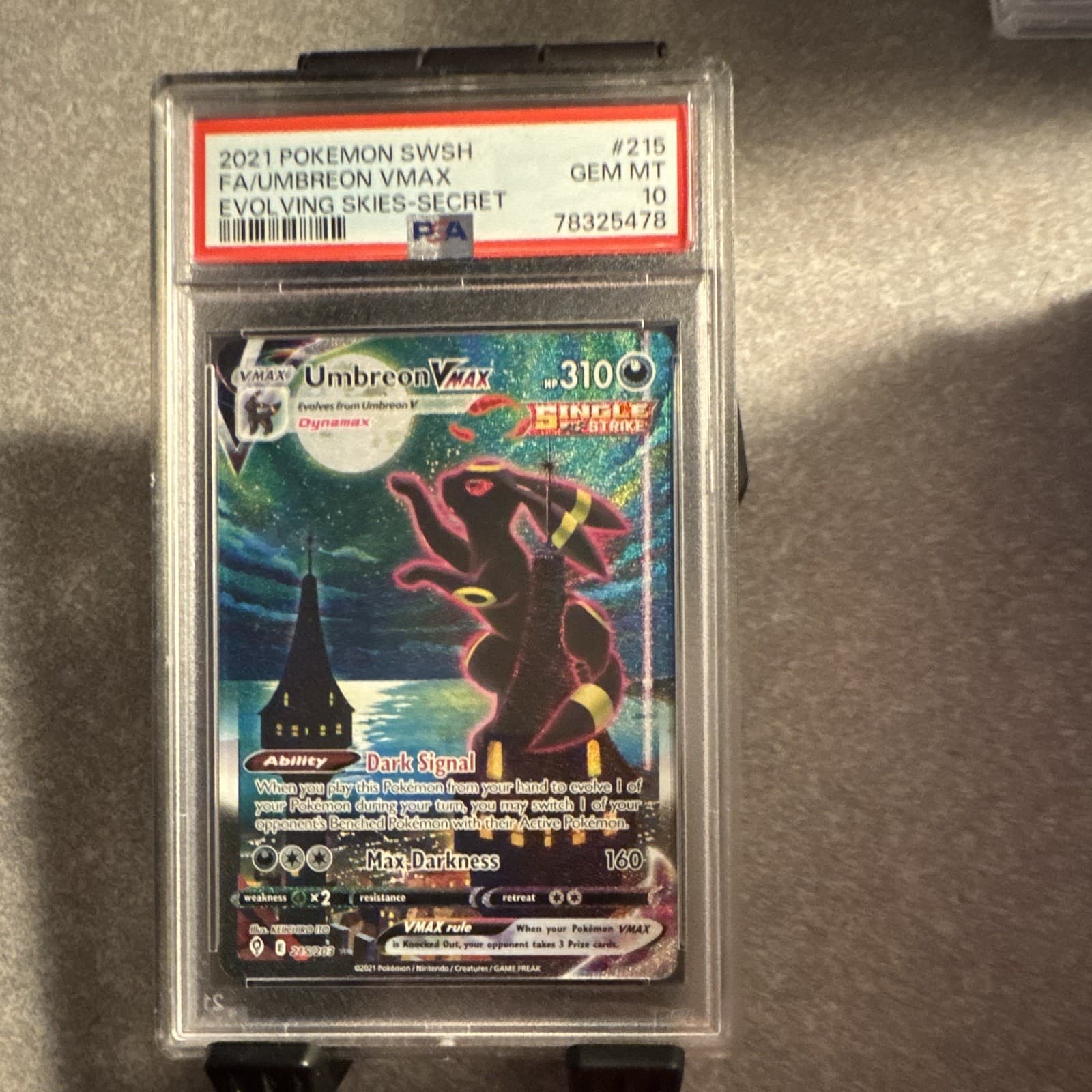 Umbreon VMAX 215/203 PSA 10 2021 Evolving Skies Secret Rare Alt Art Holo