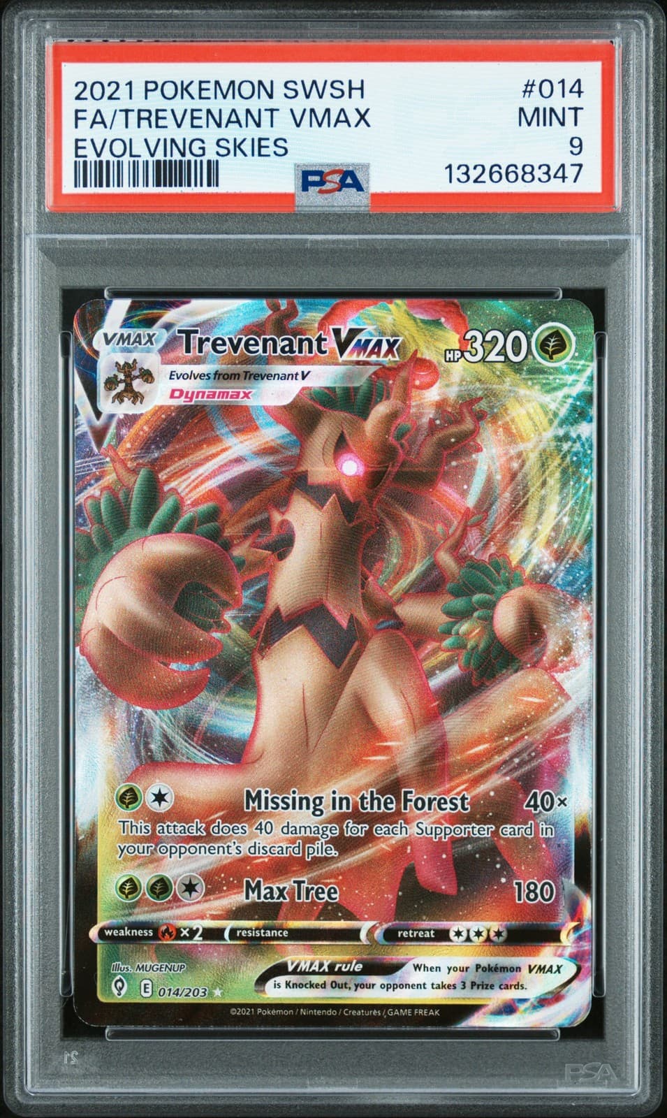 2021 POKEMON SWORD & SHIELD EVOLVING SKIES #014 FULL ART/TREVENANT VMAX PSA 9