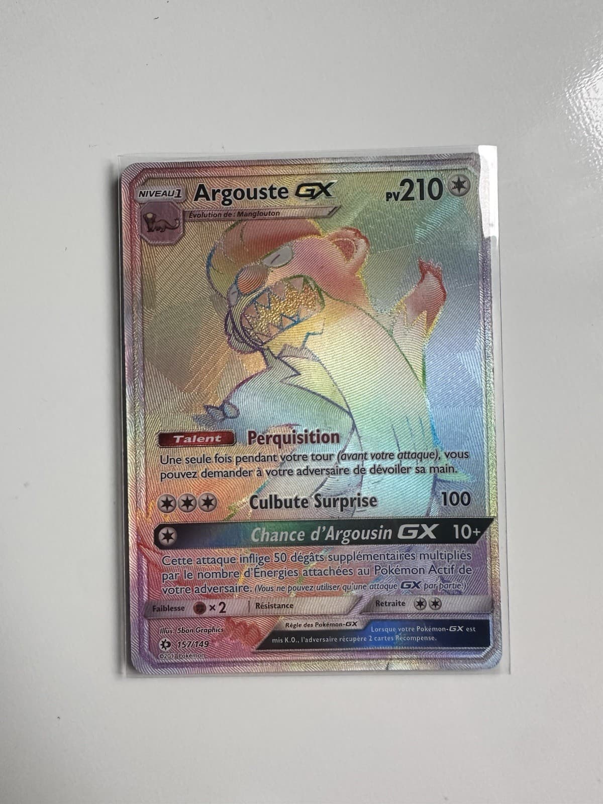 Carte Pokémon Argouste GX 157/149 SL01 Soleil et Lune Fr Parfait état