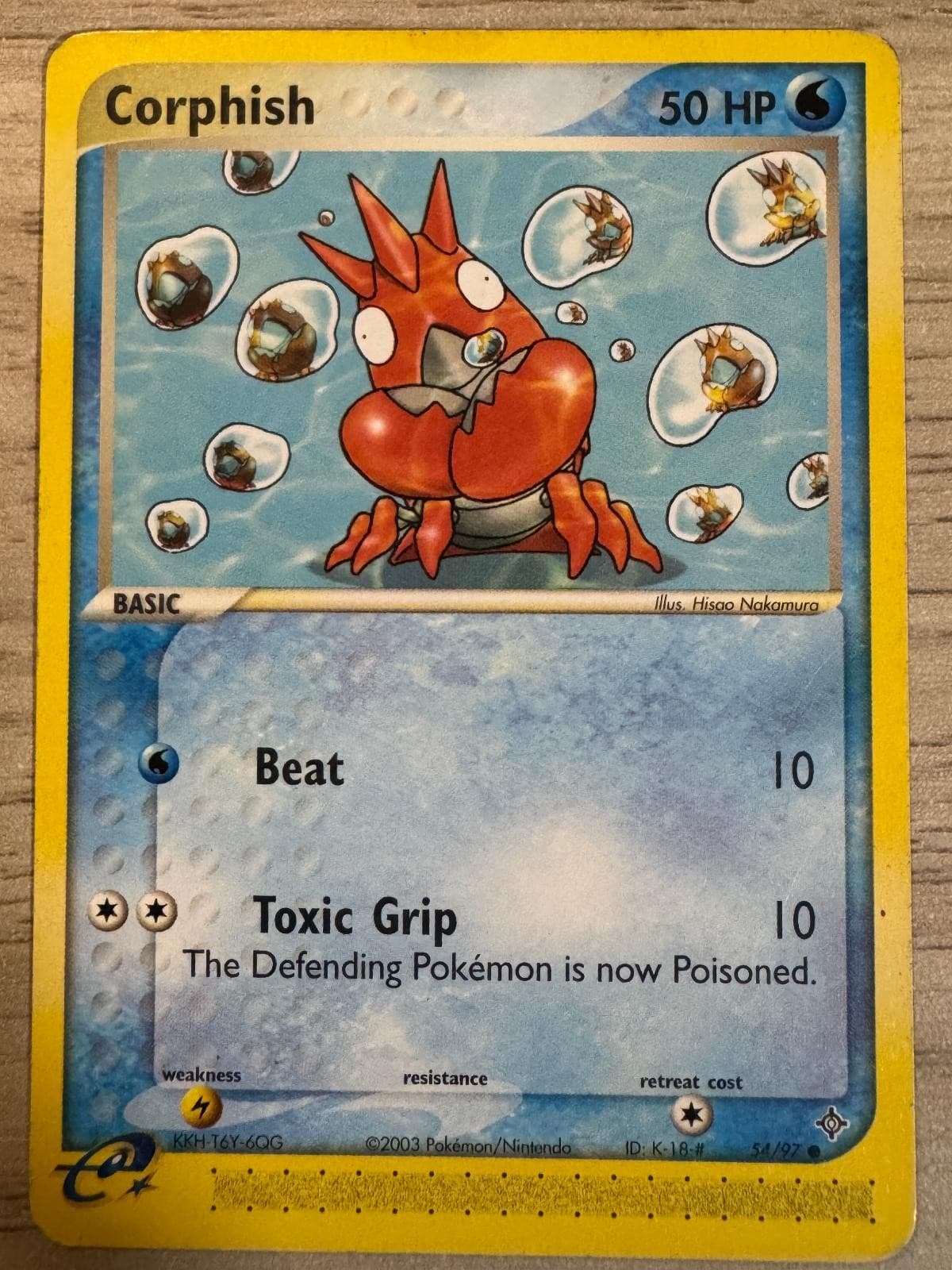 Corphish 54/97 Common Dragon Pokemon Moderately Played