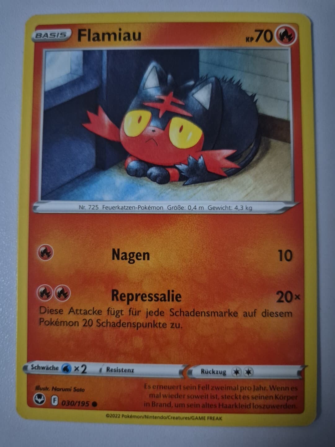Flamiau 030/195 Pokemon Karte TCG aus Silberne Sturmwinde