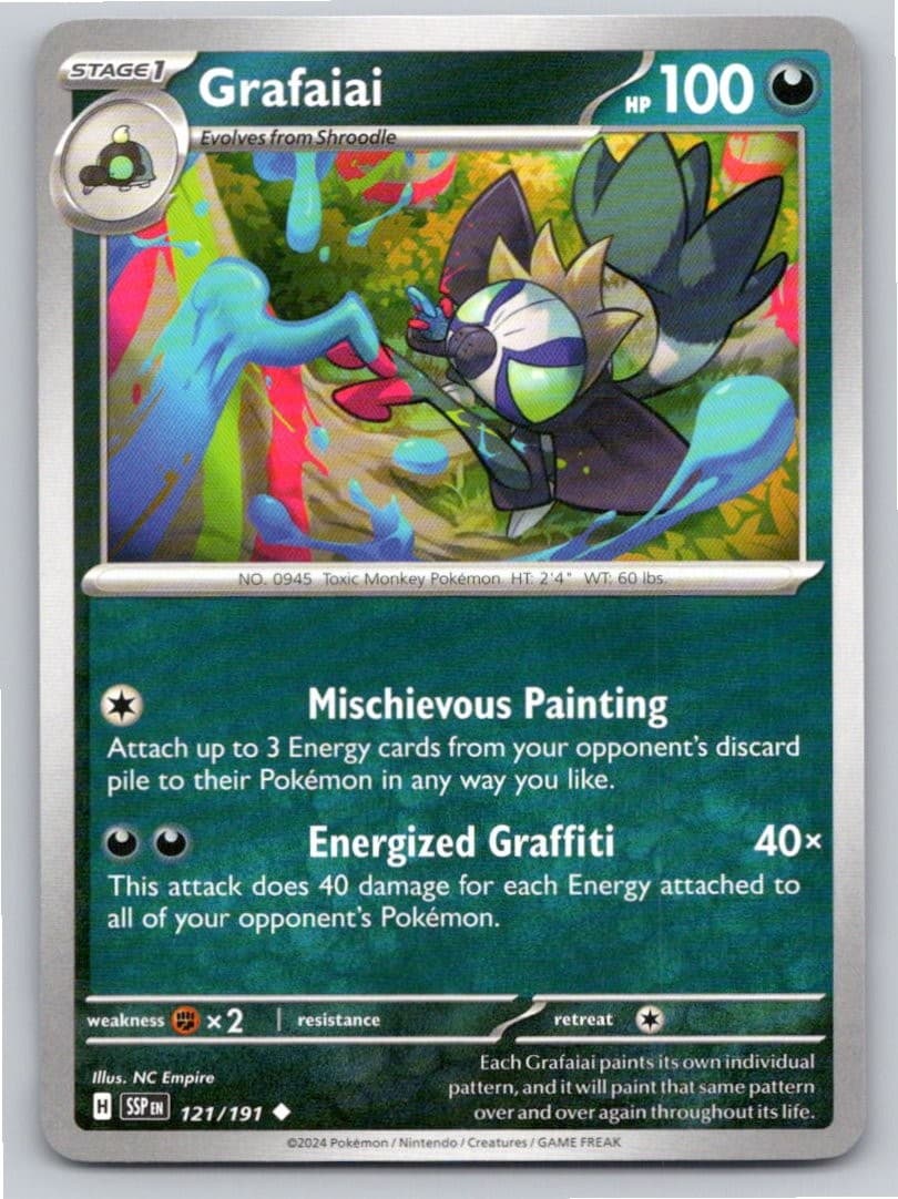 2024 POKEMON GRAFAIAI SURGING SPARKS 121/191 UNCOMMON NM A52760 FREE S&H
