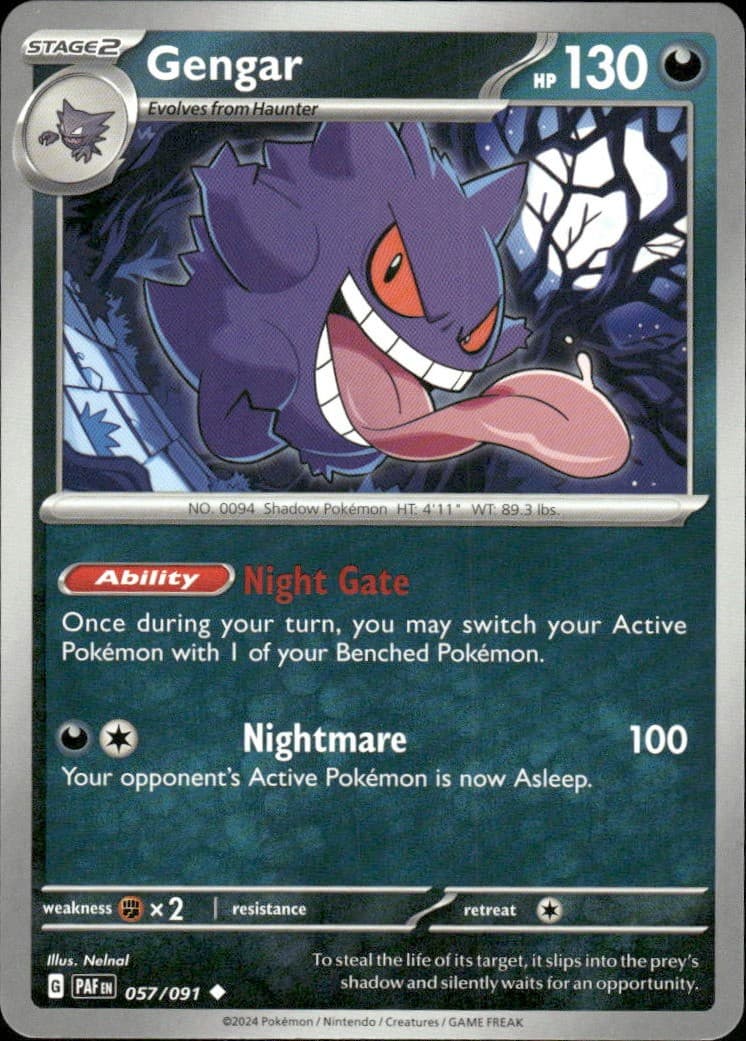 Gengar Paldean Fates 057/091 Uncommon Pokémon — English NM