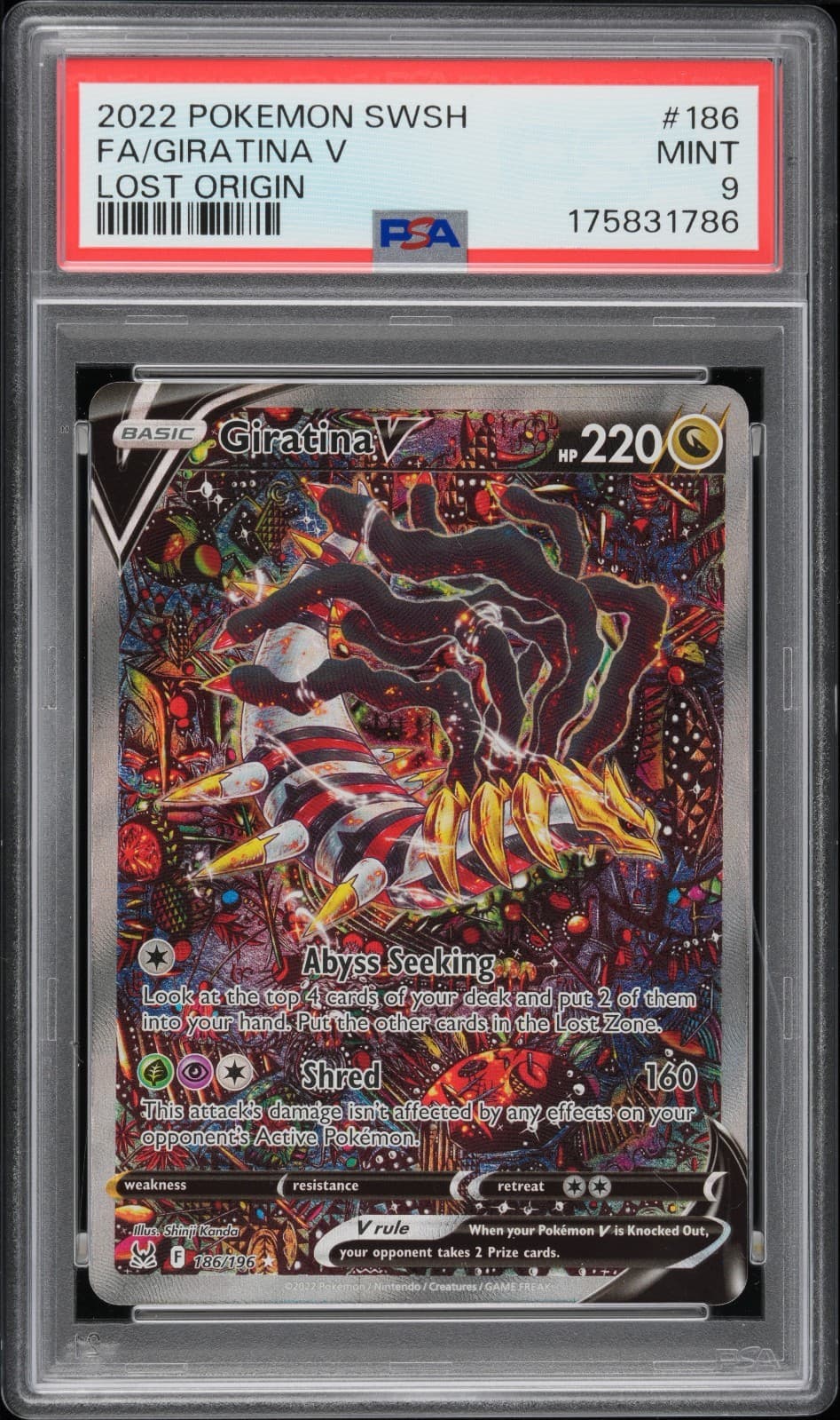 PSA 9 Giratina V 186/196 Alt Alternate Art Pokemon Lost Origin MINT