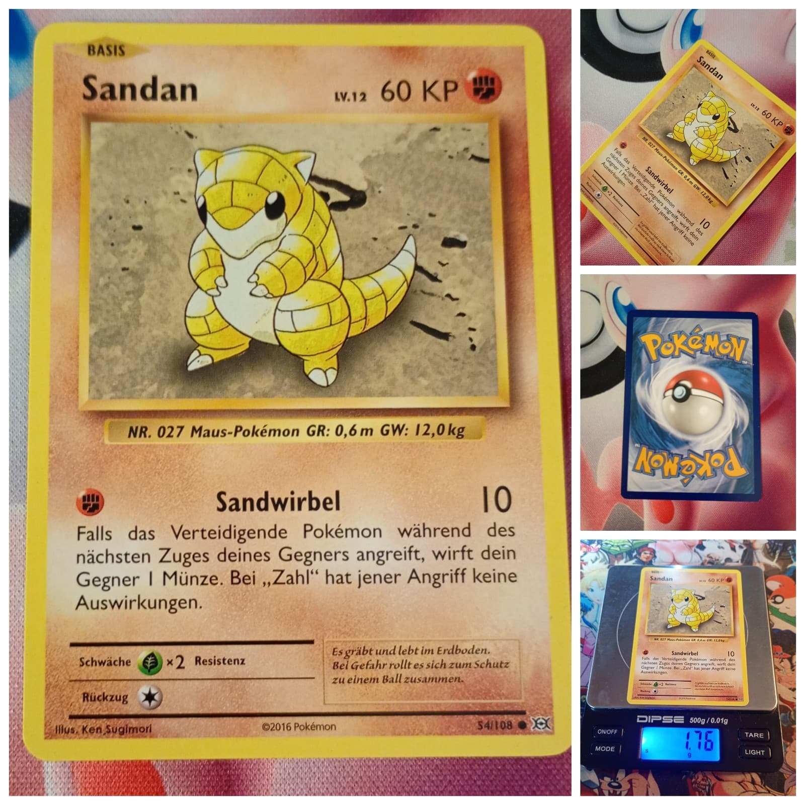 Pokemon Sandshrew 🇩🇪 Nm Pokémon Og Card Evolution 2016 EVO 054 Sandan