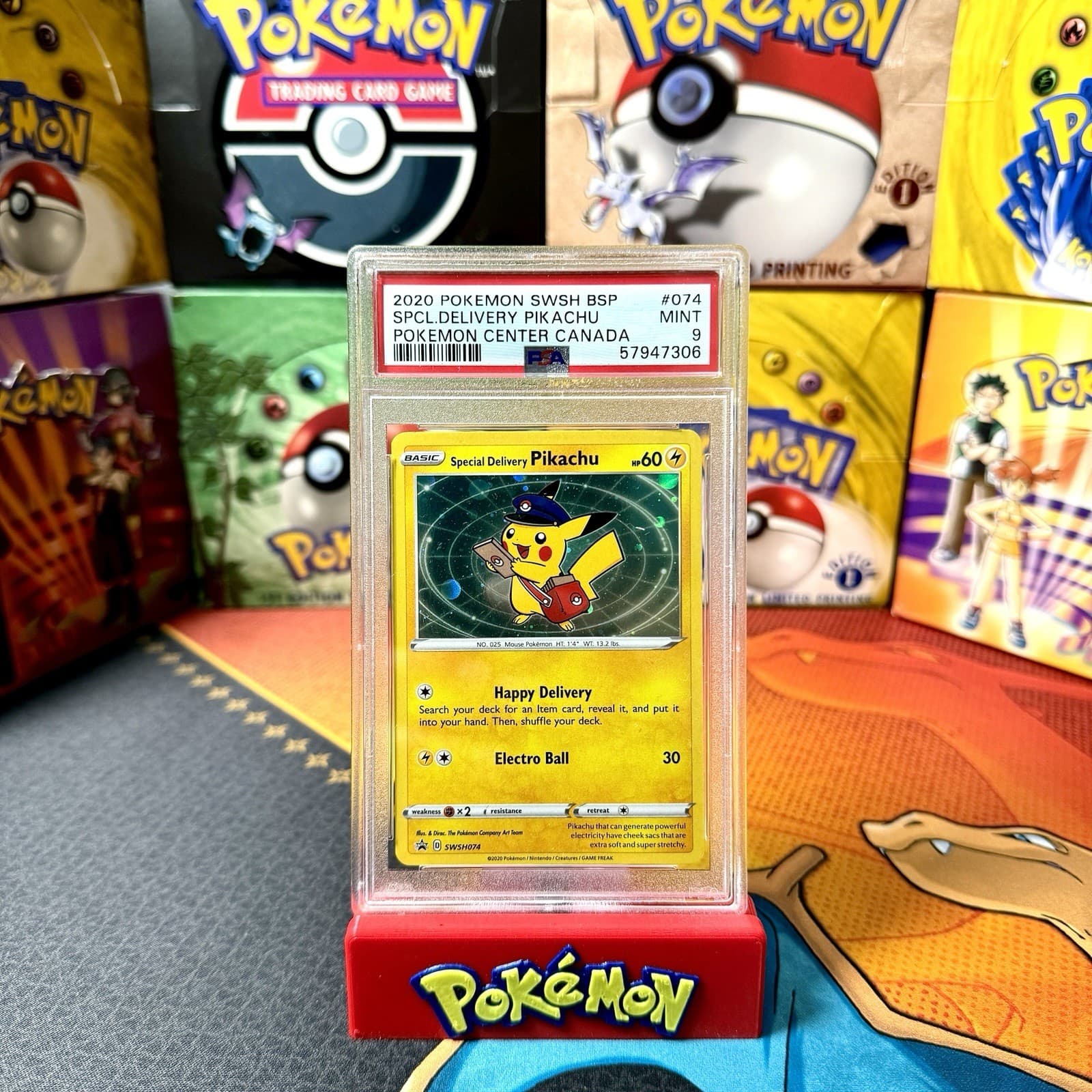 PSA 9 MINT 2020 Pokemon Special Delivery Pikachu Pokemon Center SWSH074