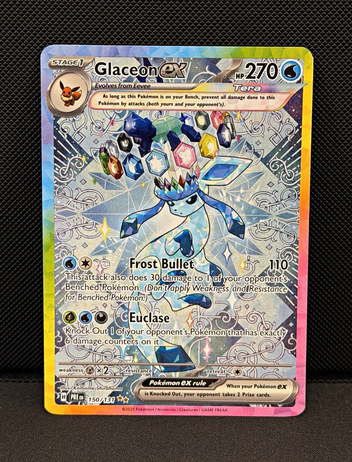 Eng Pokemon SV Prismatic Evolutions Glaceon Ex 150 NM (textured, rainbow border)