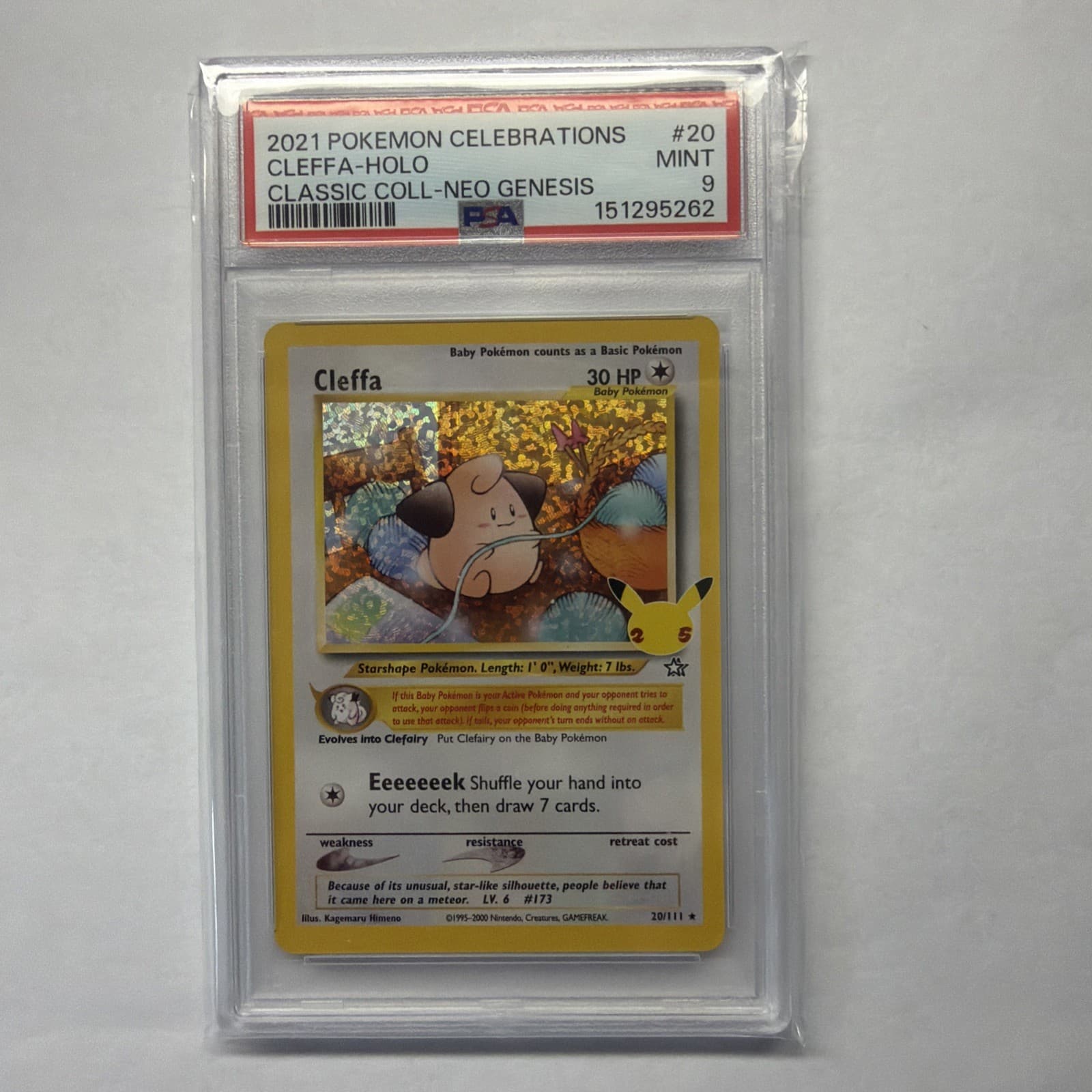 Cleffa Holo 20/111 - 2021 Celebrations Classic Collection - Pokemon Card PSA 9🔥