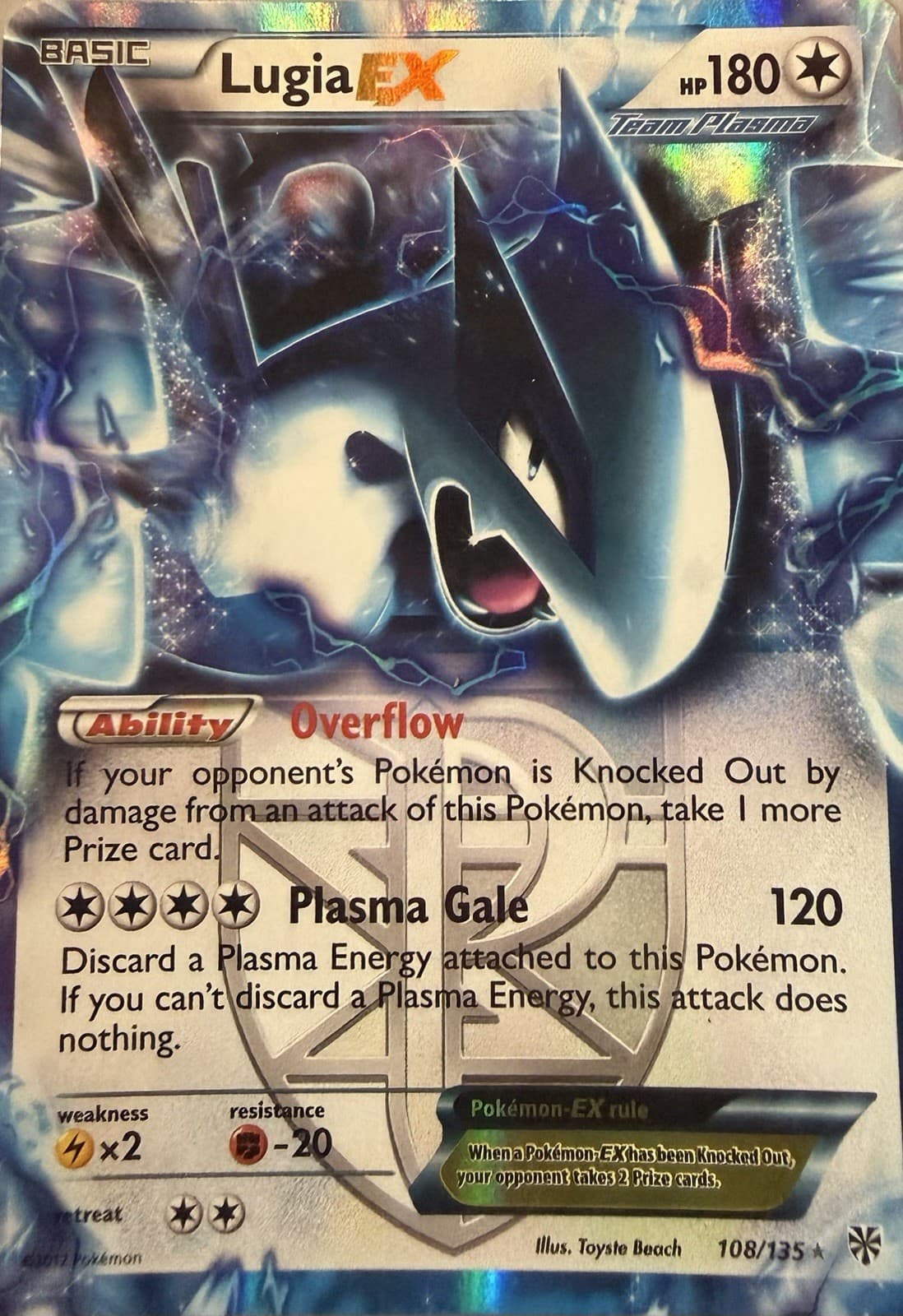 The Pokémon Company Lugia EX 108/135 Plasma Storm Holo Rare 180HP English