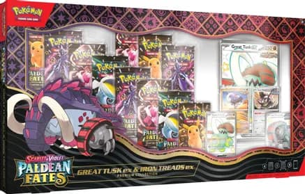 Paldean Fates Great Tusk ex & Iron Treads ex Premium Collection — sealed Pokémon TCG product