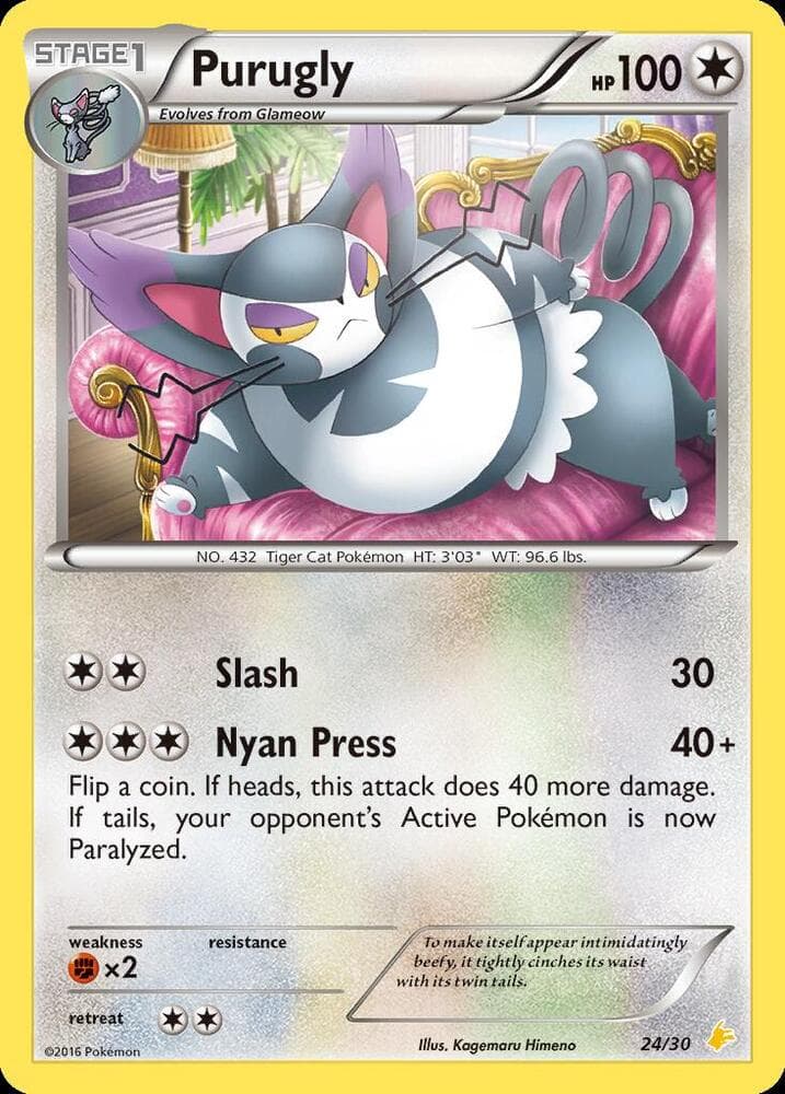 Purugly (24) — XY Trainer Kit: Pikachu Libre & Suicune 24 Pokémon card