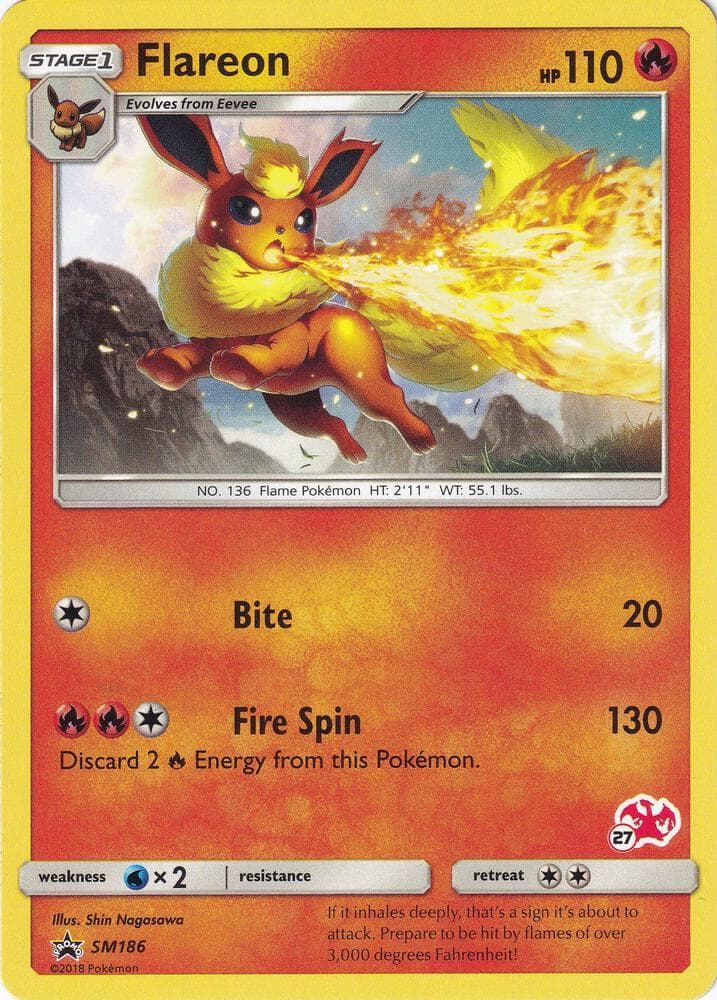 Flareon - SM186 (#27 Charizard Stamped) — Battle Academy SM186 Pokémon card