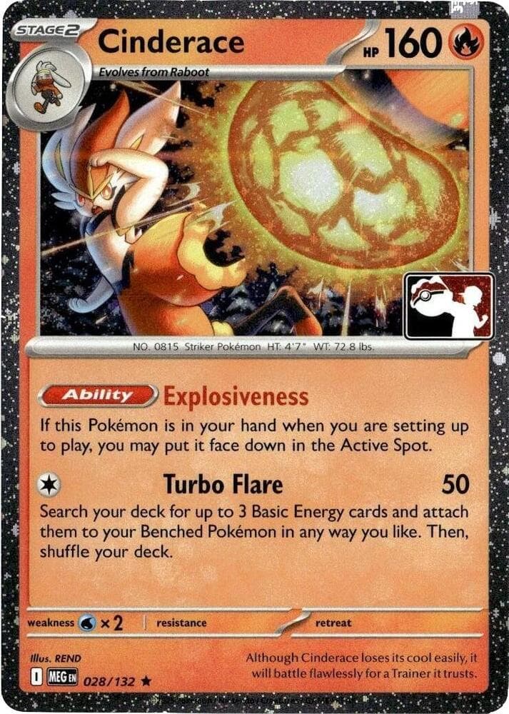 Cinderace - 028/132 (Cosmos Holo) — Prize Pack Series Cards 28 Pokémon card