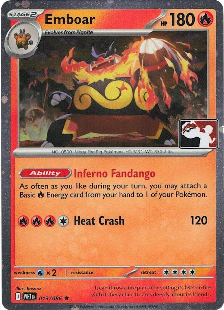 Emboar - 013/086 (Cosmos Holo) — Prize Pack Series Cards 13 Pokémon card