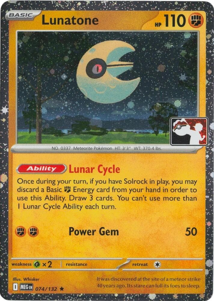 Lunatone - 074/132 (Cosmos Holo) — Prize Pack Series Cards 74 Pokémon card