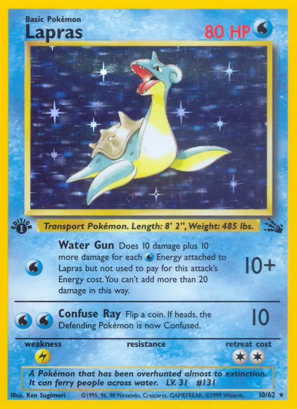 Lapras — Fossil 10 Pokémon card