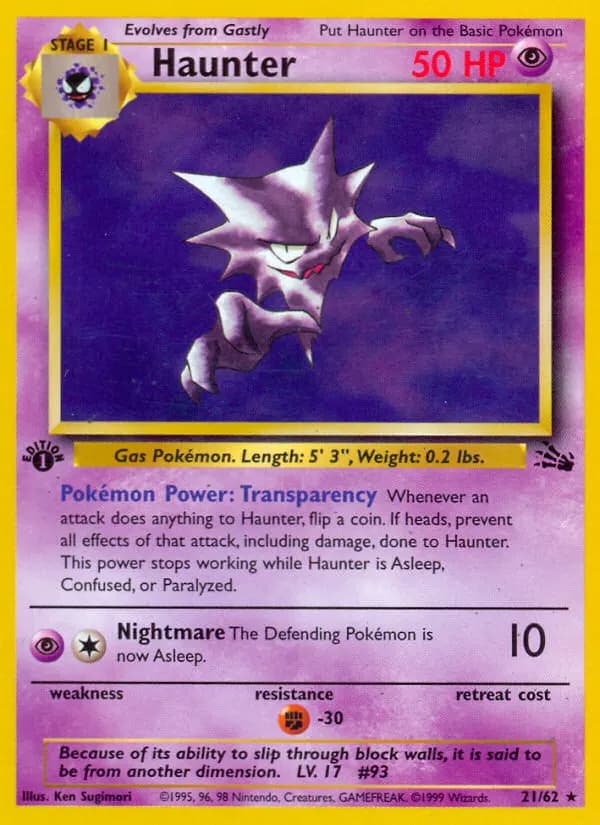 Haunter — Fossil 21 Pokémon card