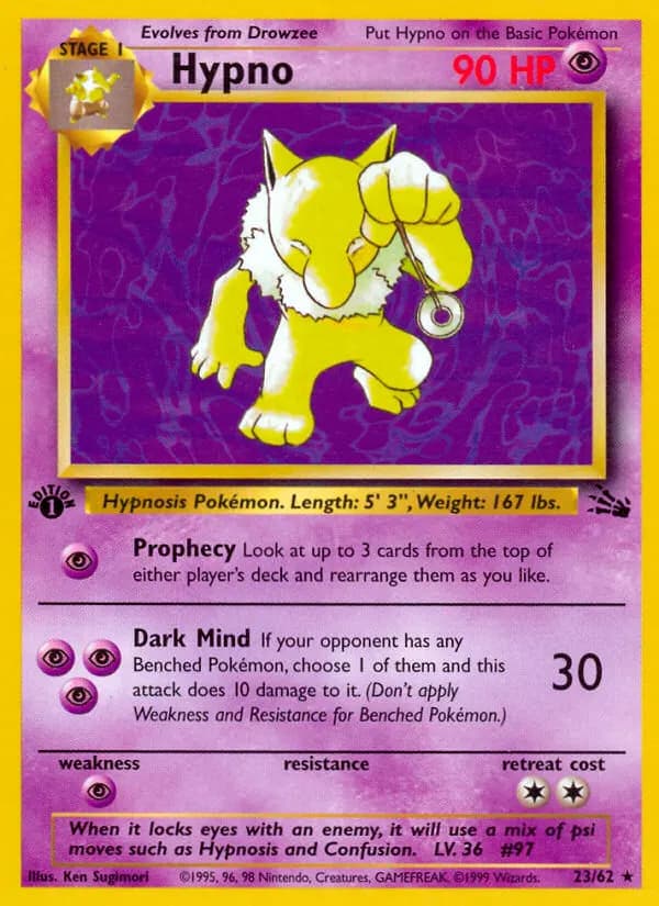 Hypno — Fossil 23 Pokémon card
