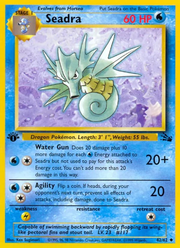 Seadra — Fossil 42 Pokémon card