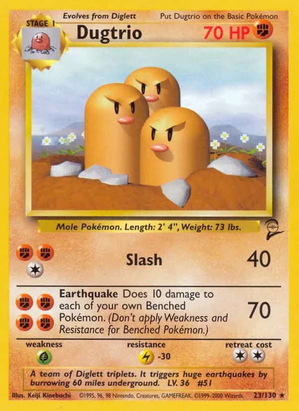 Dugtrio — Base Set 2 23 Pokémon card