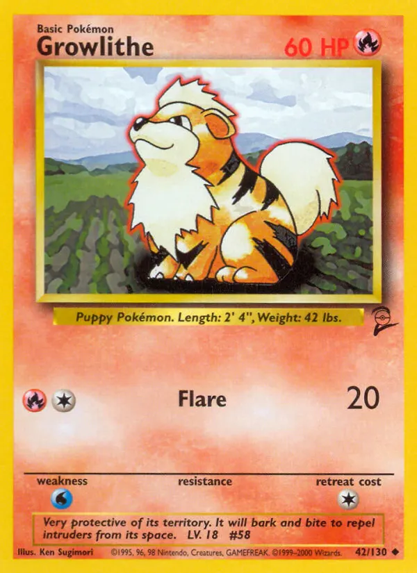 Growlithe — Base Set 2 42 Pokémon card