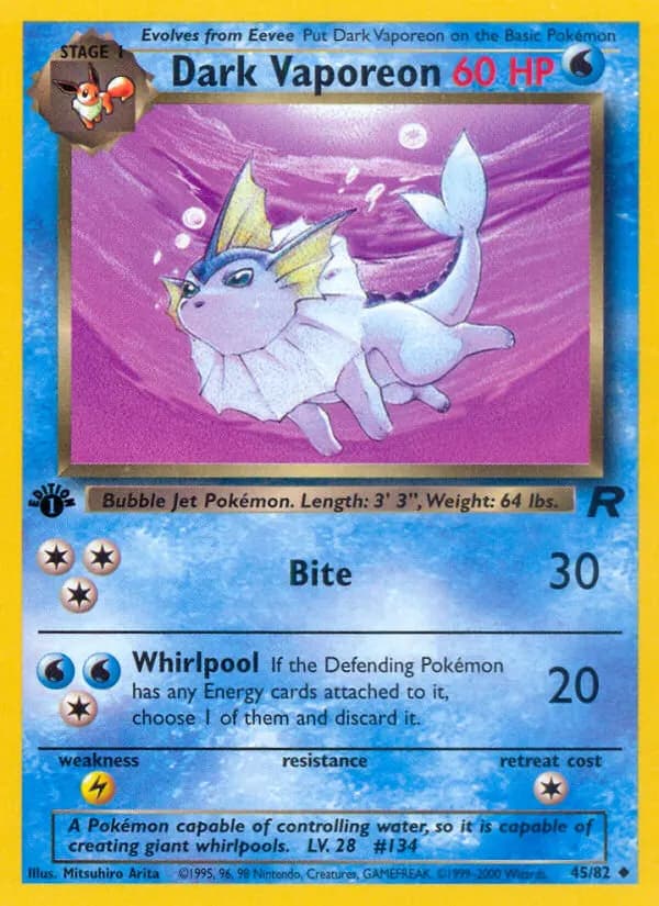 Dark Vaporeon — Team Rocket 45 Pokémon card