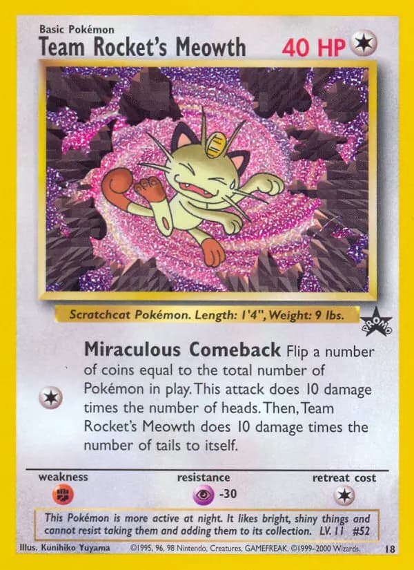 Team Rocket's Meowth — Wizards Black Star Promos 18 Pokémon card