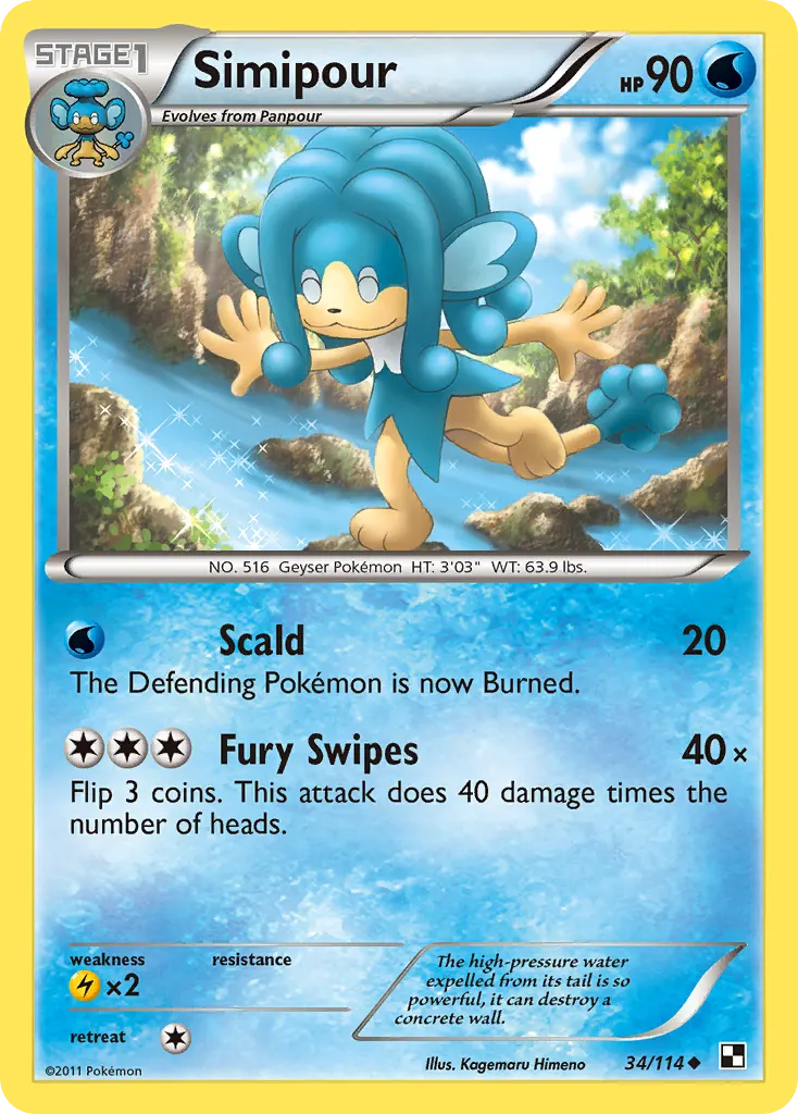 Simipour — Black & White 34 Pokémon card