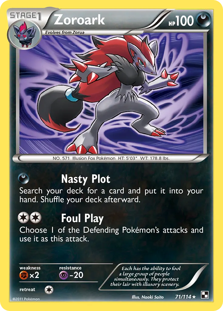 Zoroark — Black & White 71 Pokémon card