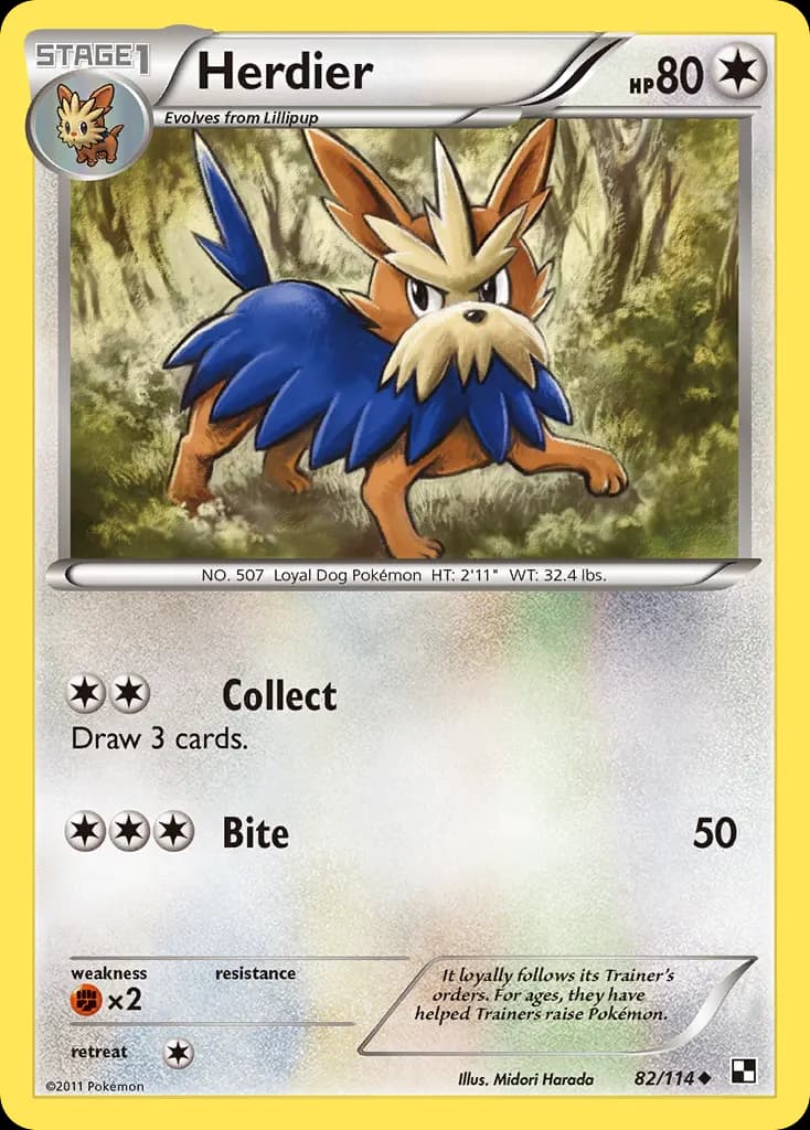 Herdier — Black & White 82 Pokémon card