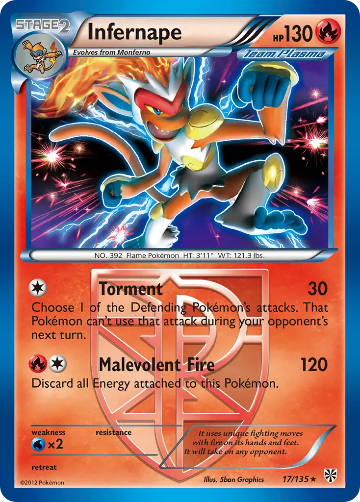Infernape — Plasma Storm 17 Pokémon card