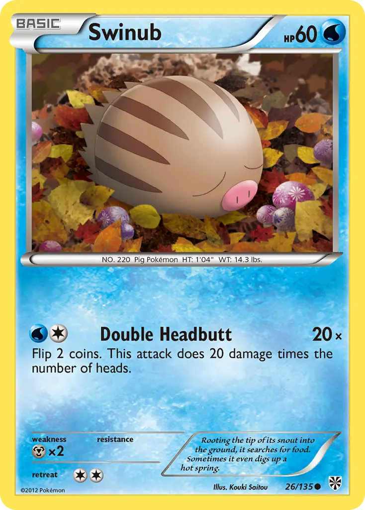 Swinub — Plasma Storm 26 Pokémon card