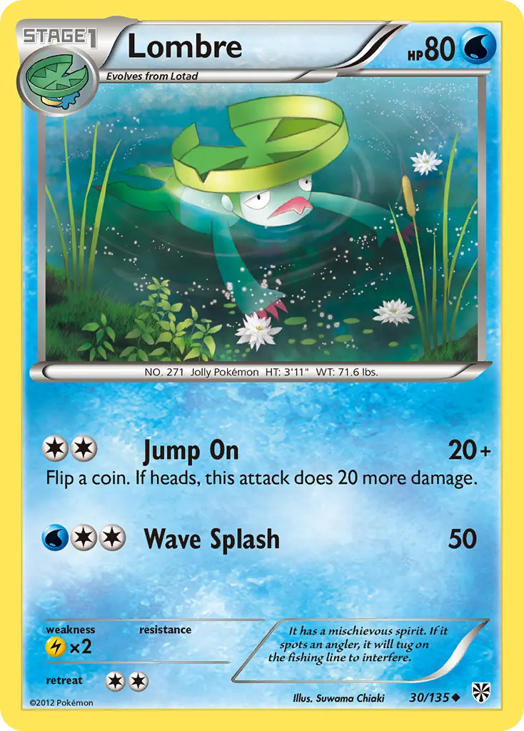 Lombre — Plasma Storm 30 Pokémon card