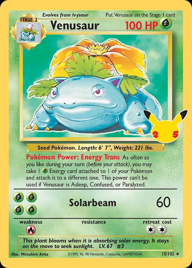 Venusaur — Celebrations: Classic Collection 15 Pokémon card