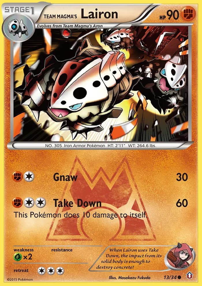 Lairon da Equipe Magma — Crise Dupla 13 Portuguese Pokémon card