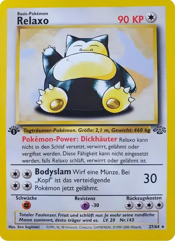 Relaxo — Dschungel 27 German Pokémon card