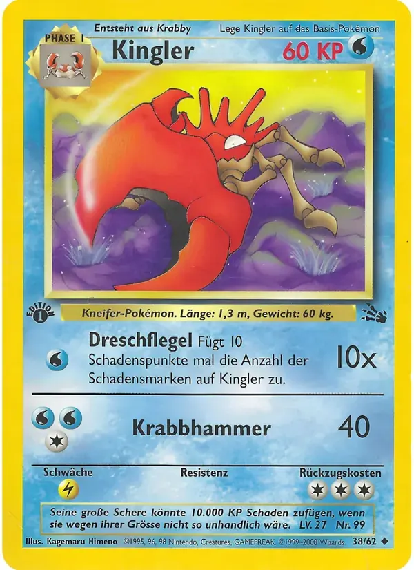 Kingler — Fossil 38 German Pokémon card