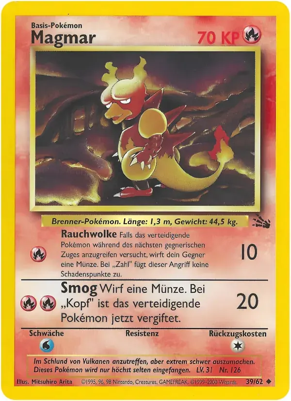 Magmar — Fossil 39 German Pokémon card
