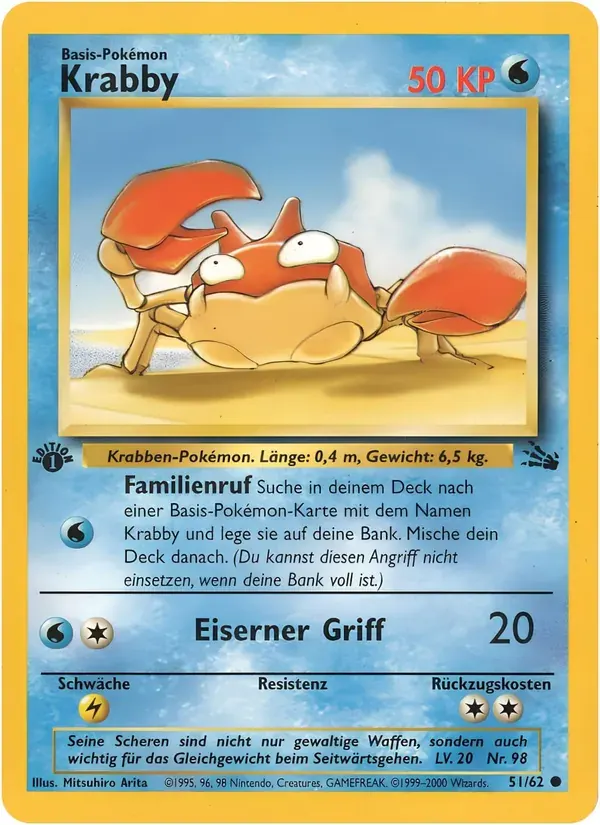 Krabby — Fossil 51 German Pokémon card